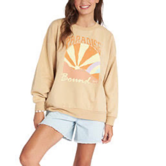Roxy Juniors' Paradise Bound Oversized Sweatshirt size small - Picture 2 of 7